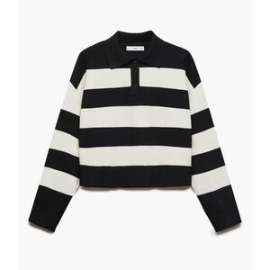 Mango Black and White Striped Sweater Fits M/L